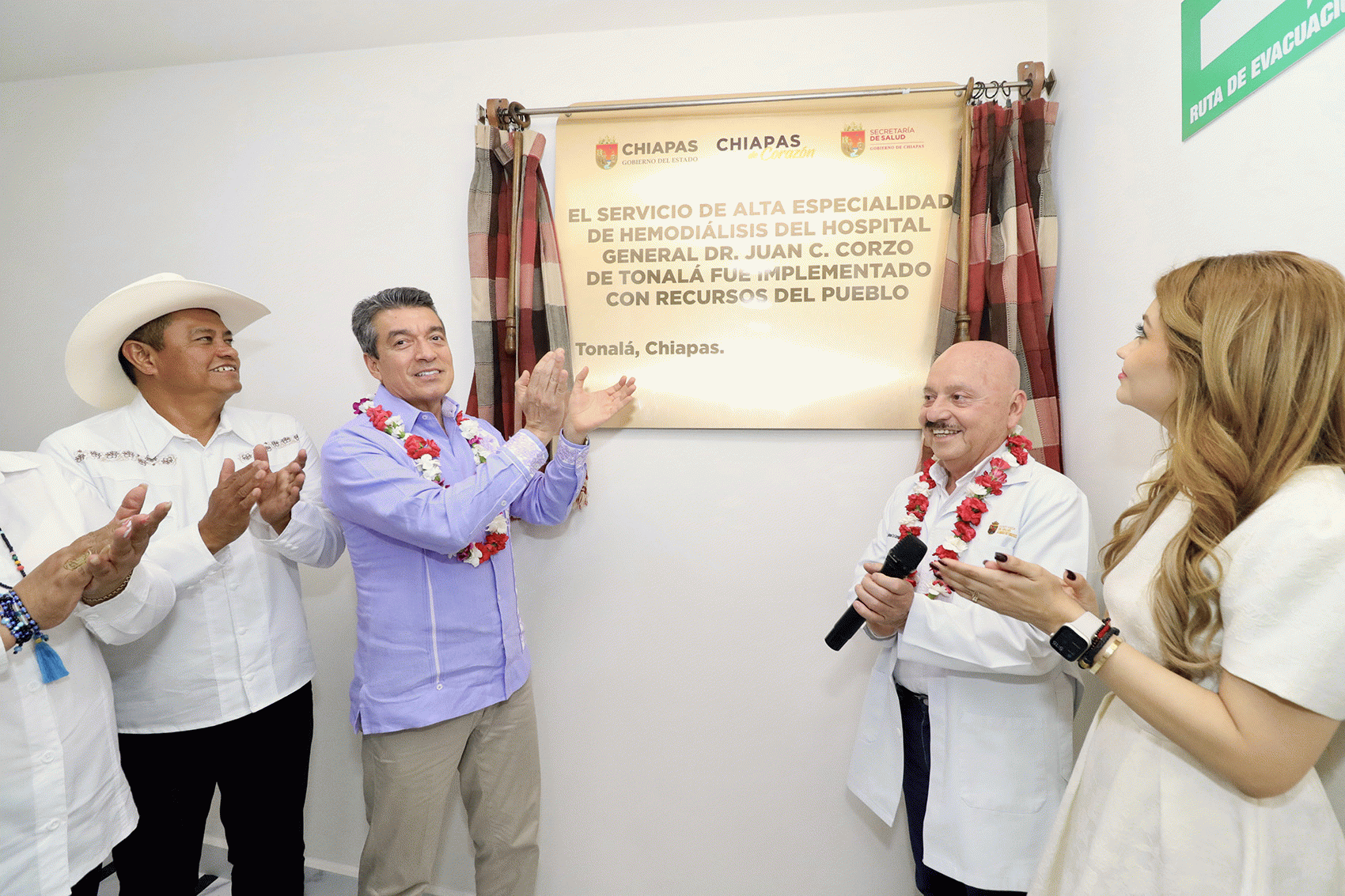 Rutilio Escandón inaugura área de alta especialidad en hemodiálisis en Hospital “Dr. Juan C. Corzo”, de Tonalá